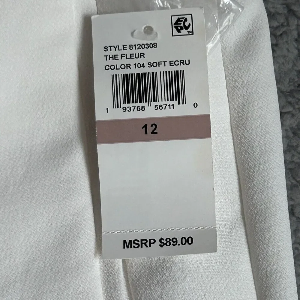 1. STATE The Fleur Ivory Textured Crepe Tie Waist Short Size 12 - Picture 3 of 14